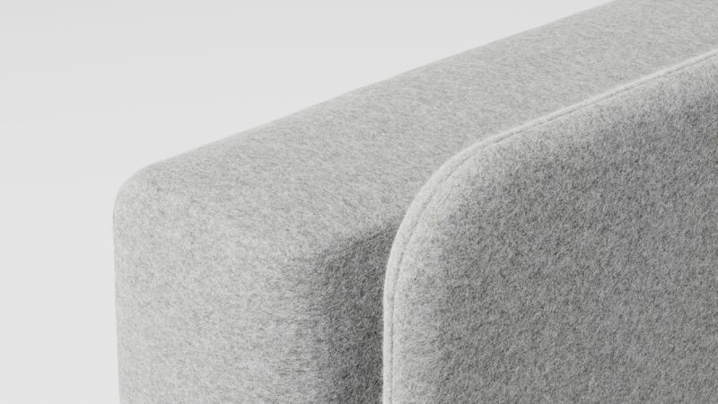 Materialstudie eines grauen Polsters.