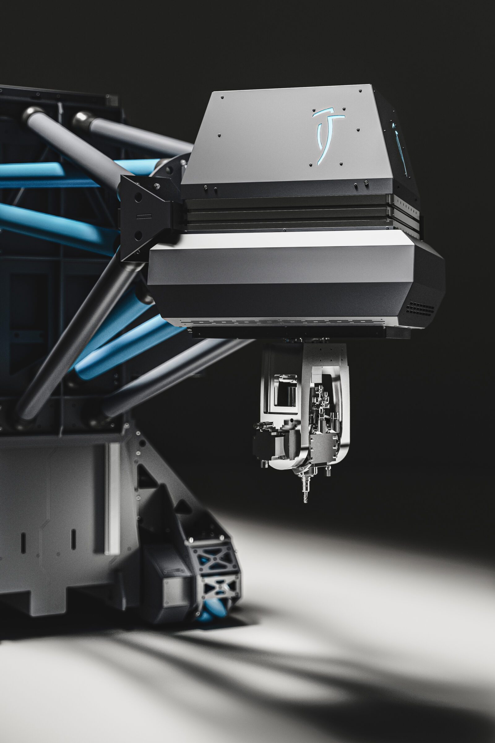 PICUM Detail 01 Nahaufnahme des Picum Maschinensystems, Fokus auf dem Kopf der Maschine