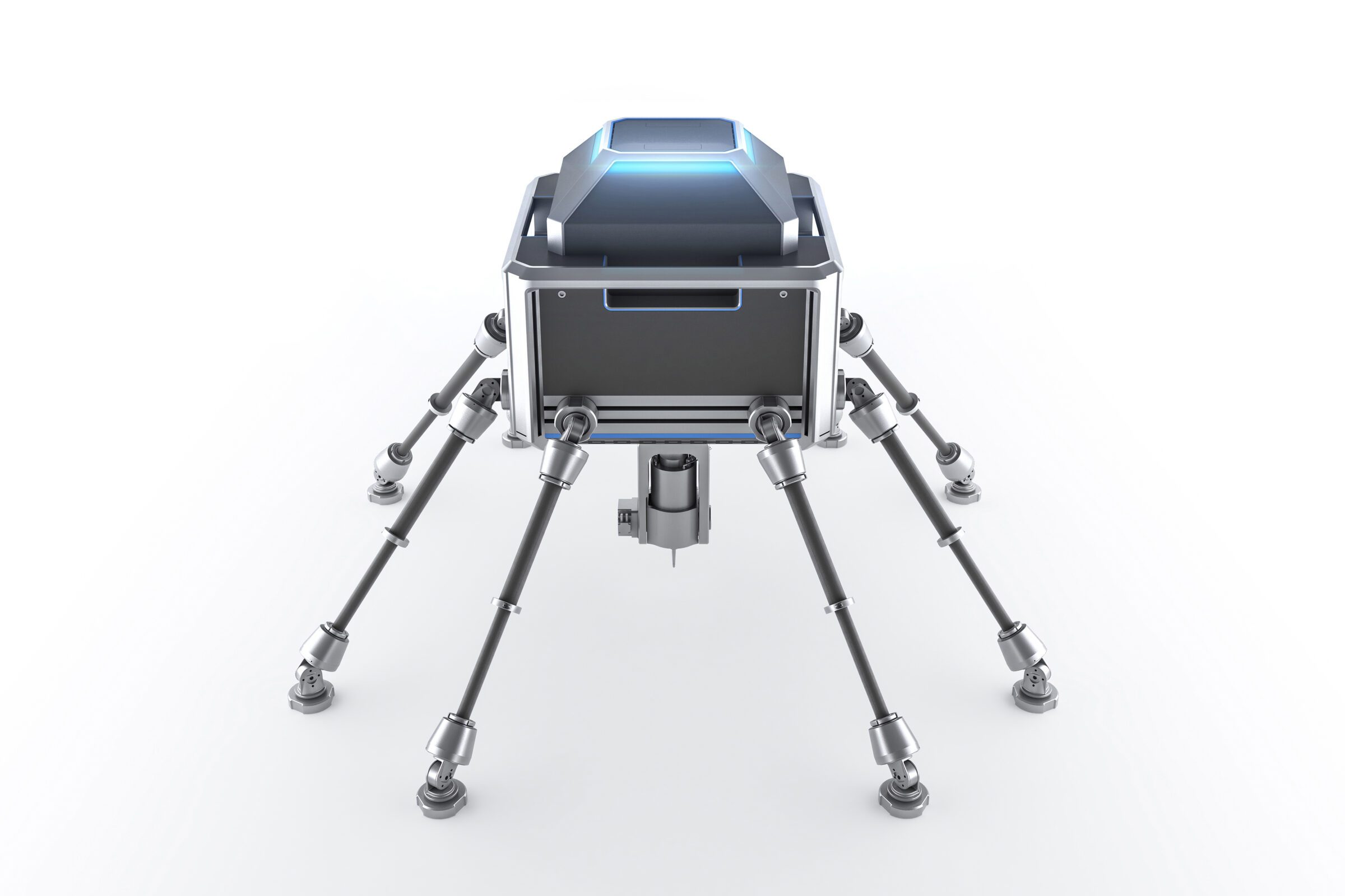 PICUM Totale Frontale Ansicht der Maschine mit 8 Stützen und ausgefahrenem Fräskopf