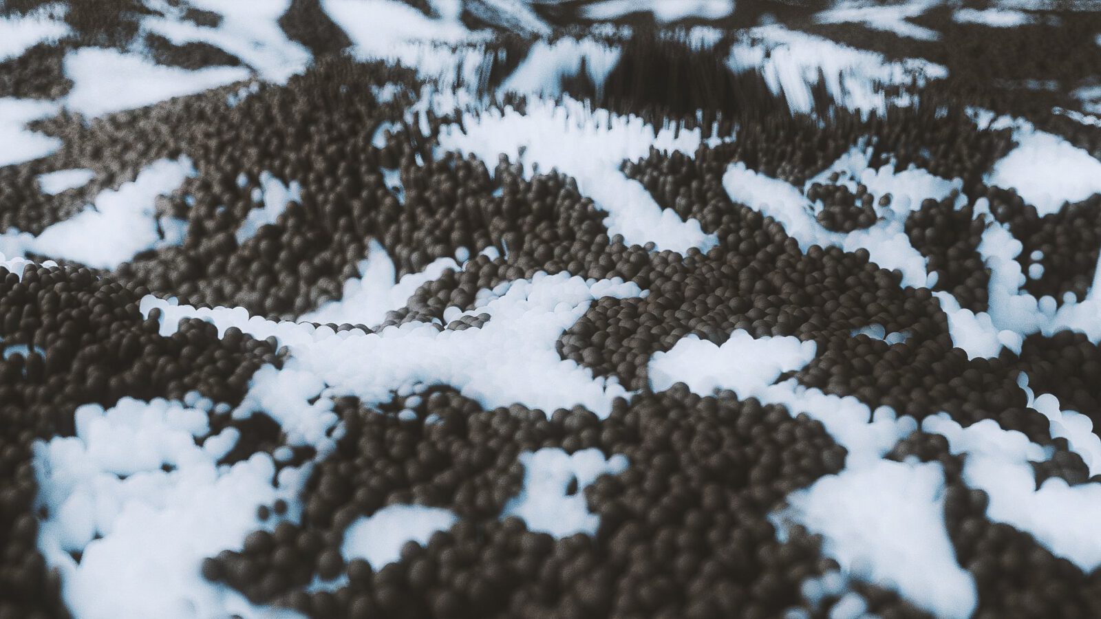 Strukturen aus dunklen und leuchtenden Kugeln.